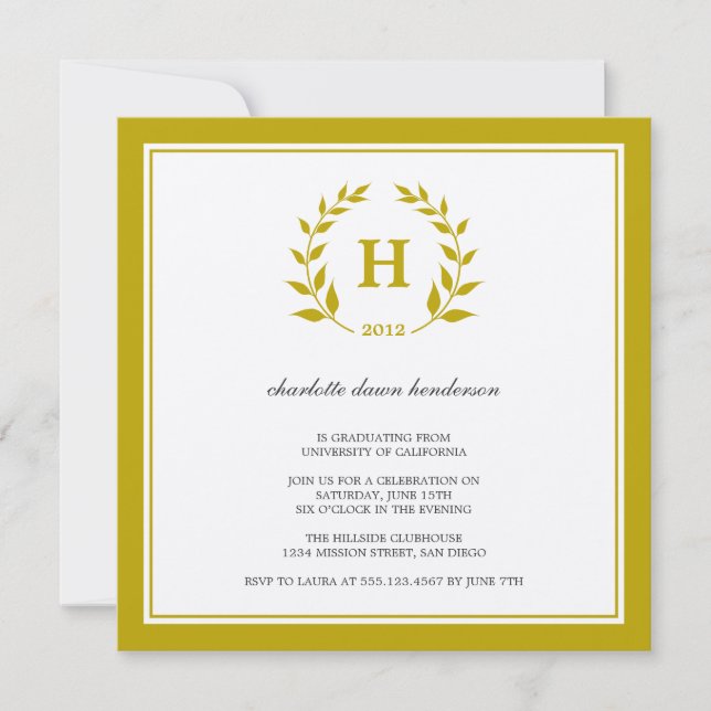 Convite da classe da graduação do monograma da (Frente)