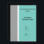 CONVITE DA FESTA DE BACHELOR BRANCO SIMPLES AQUA P<br><div class="desc">CONVITE DE FESTA DE BACHELOR MODERNA PERSONALIZÁVEL AQUA BLACK WHITE TEAL SIMPLES E ÚNICO</div>