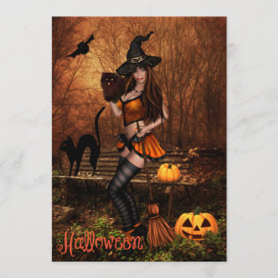 Convite da Festa de Halloween com Bruxa