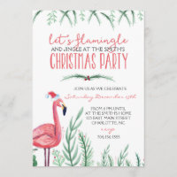 Convite da festa de Natal do flamingo