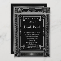 Convite da festa de solteira, grande Gatsby, prata