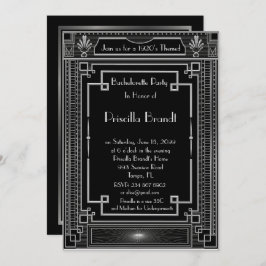 Convite da festa de solteira, grande Gatsby, prata