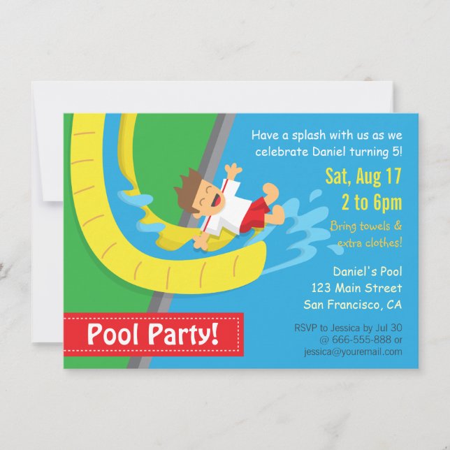 Convite da festa na piscina do aniversário da (Frente)