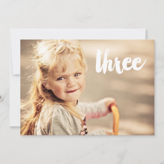 Convite da folha de prova da foto do número três (Frente)