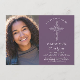 Convite da foto da confirmação - convide com cru