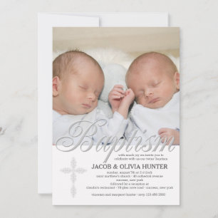 Convite da foto da prata da palavra do baptismo