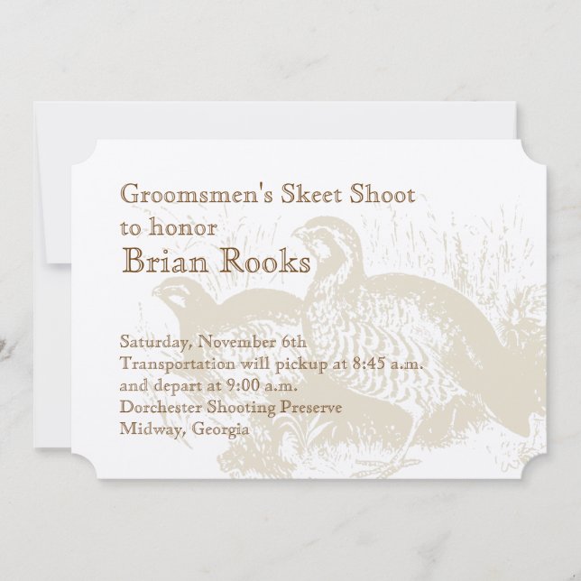 Convite da Golden Quail Plantation (Frente)