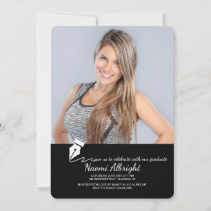 Convite da graduação da foto da caneta e da tint