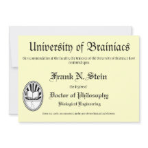 Convite da graduação do diploma de Franknstein