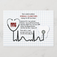 Convite da graduação do estetoscópio e do dente