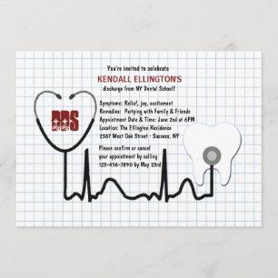 Convite da graduação do estetoscópio e do dente