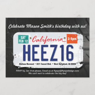 Convite da licença de Califórnia do aniversário do