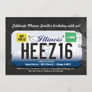 Convite da licença de Illinois do aniversário do