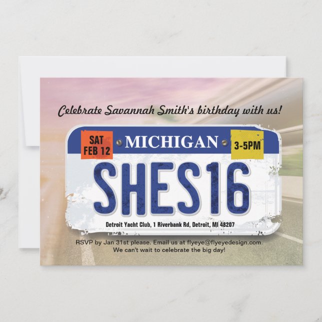 Convite da licença de Michigan do aniversário da (Frente)