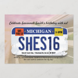Convite da licença de Michigan do aniversário da