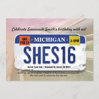 Convite da licença de Michigan do aniversário da