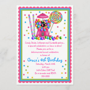 Convite da máquina e dos doces de Gumball