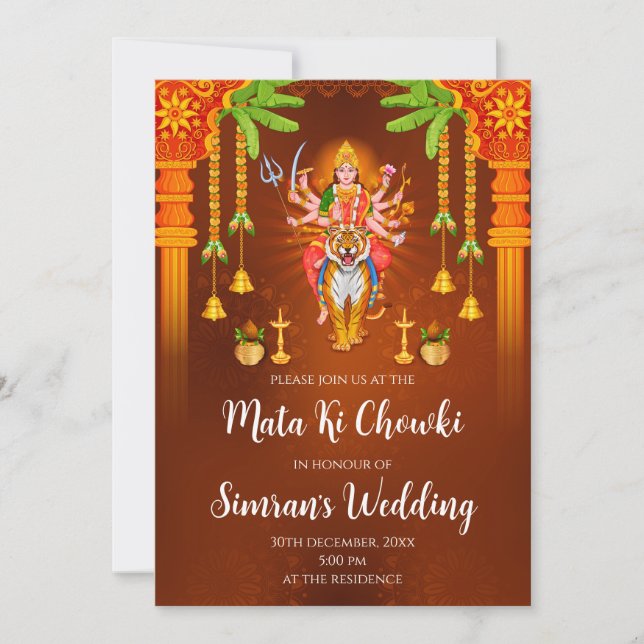 Convite da Mata Rani e convite da Mata ki Chowki (Frente)