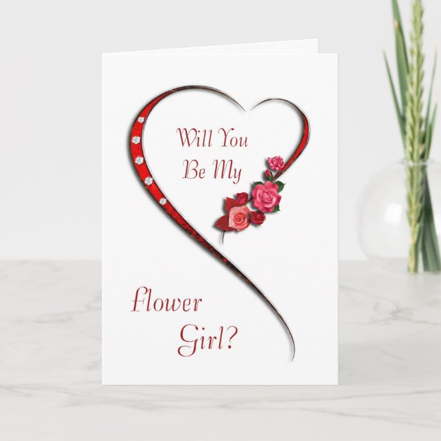 Convite da Menina das Flores com coração rodopiant (Frente)