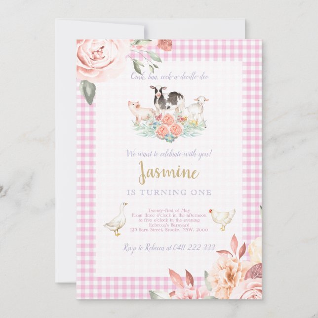 Convite da menina do aniversário de Baryard da (Frente)