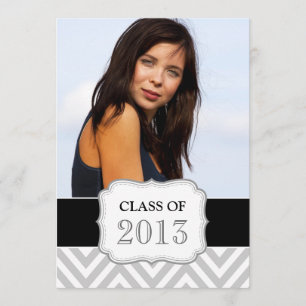 CONVITE DA PARTE FORMANDO  PRETO, CINZA CHEVRON