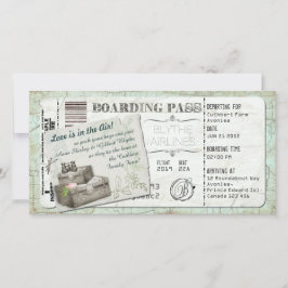 Convite da passagem de embarque da mala de viagem