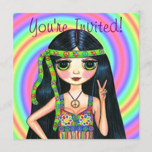 Convite Da paz sinal de paz de piscamento do Hippie da