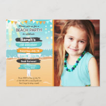 Convite da praia do aniversário da praia do