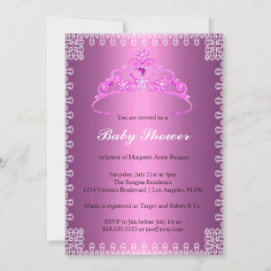 Convite da princesa chá de fraldas da tiara