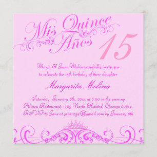 Convite da Princesa Tiara, Rosa, Quinceanera