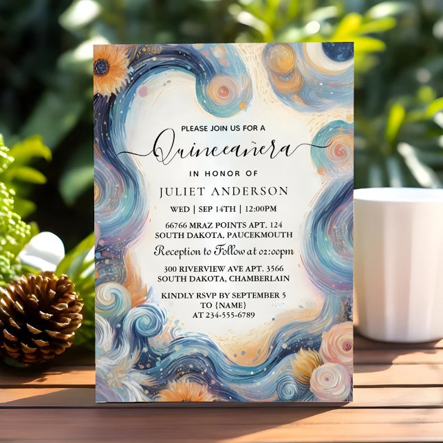 Convite Da Quinceanera do céu estrelado de Baile de format (Criador carregado)