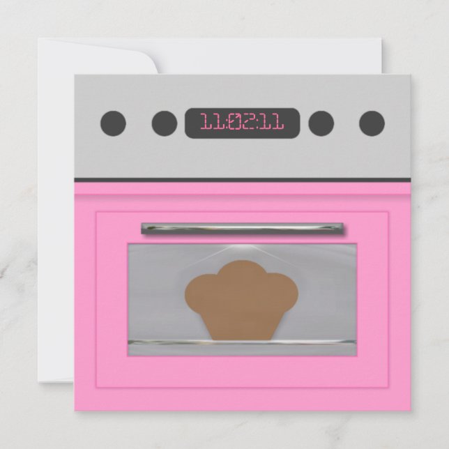 Convite da receita do bolo do bebê (luz - rosa) (Frente)