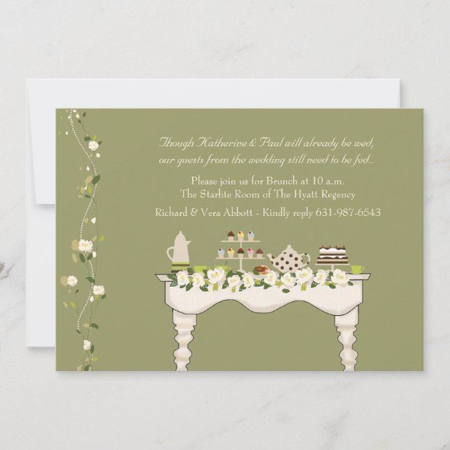 Convite da refeição matinal do casamento do cargo (Frente)