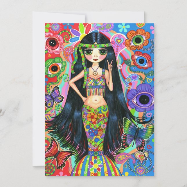 Convite da sereia da menina do Hippie (Frente)