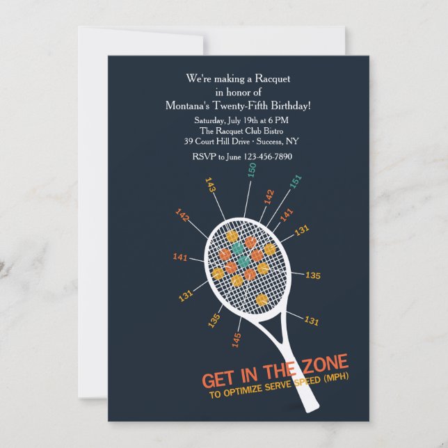 Convite da zona do saque do tênis (Frente)