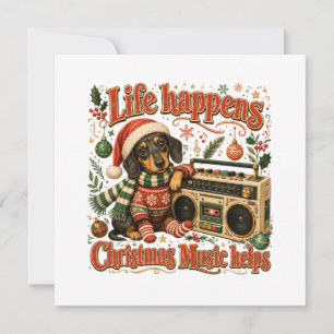 Convite Dachshund A Vida Acontece Música de Natal Ajuda