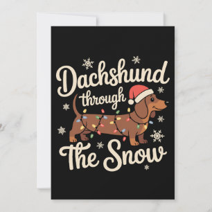 Convite Dachshund Através Da Neve Luzes De Natal De Cachor