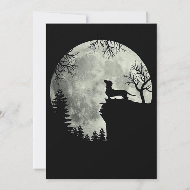 Convite Dachshund E Lua Halloween (Frente)