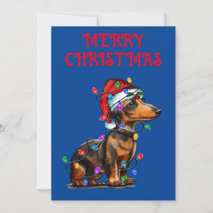 CONVITE "DACHSHUND ENVOLVIDO EM LUZES DE NATAL"