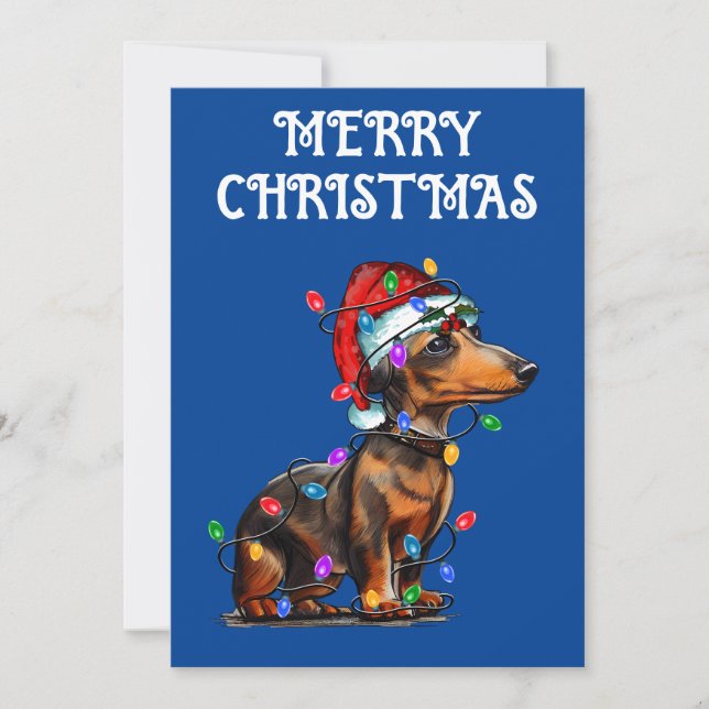 CONVITE "DACHSHUND ENVOLVIDO EM LUZES DE NATAL" (Frente)