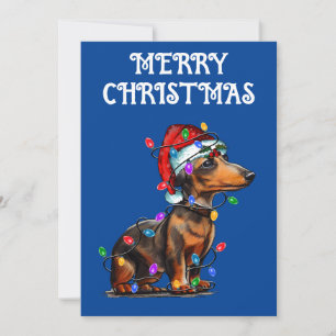 CONVITE "DACHSHUND ENVOLVIDO EM LUZES DE NATAL"