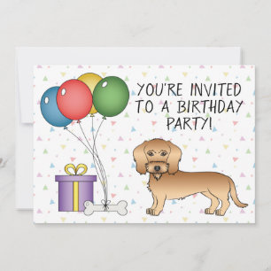 Convite Dachshund Fio de Trigo Engraçado - Aniversário
