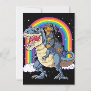 Convite Dachshund Riding Dinosaur T Rex Gifts Boys Kids Me