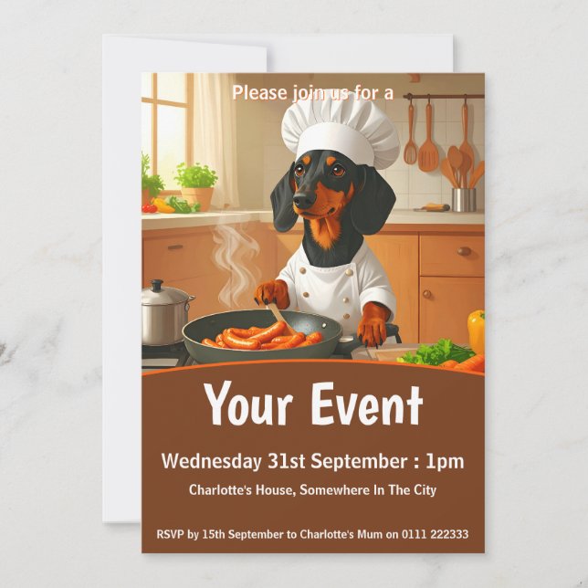 Convite Dachshund "Sausage Dog" (Frente)