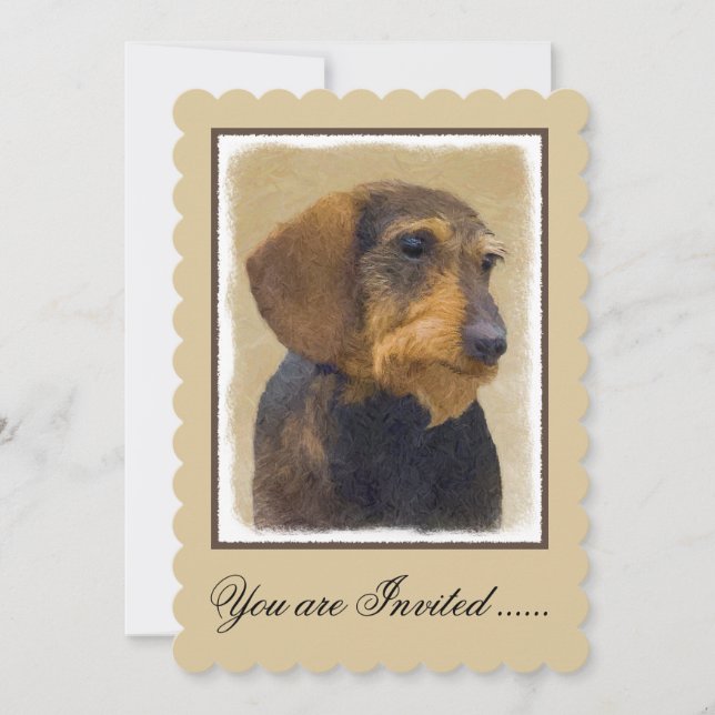 Convite Dachshund (Wirehaired) Pintura Original para Cacho (Frente)