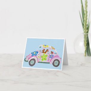 Convite Dachshunds hippies em seu carro do amor de criança