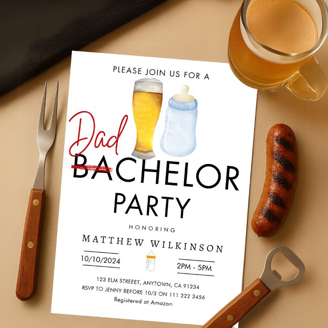 Convite Dadchelor Pai Ser Homem Chá de fraldas (Dadchelor Dad to Be Men Man Baby Shower Invitation)