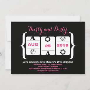 Convite Dados do slot machine do aniversário de 30 anos e