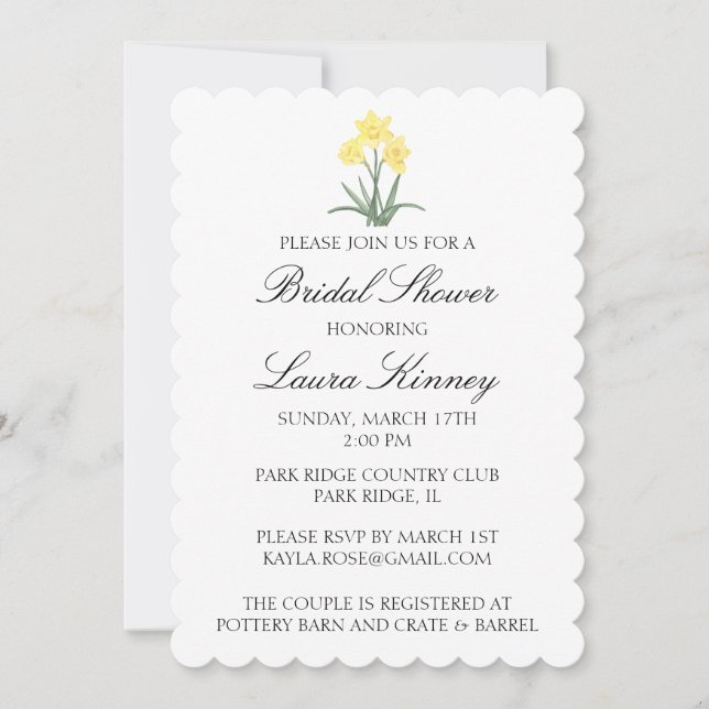 Convite Daffodil de Aquarela Personalizada (Frente)