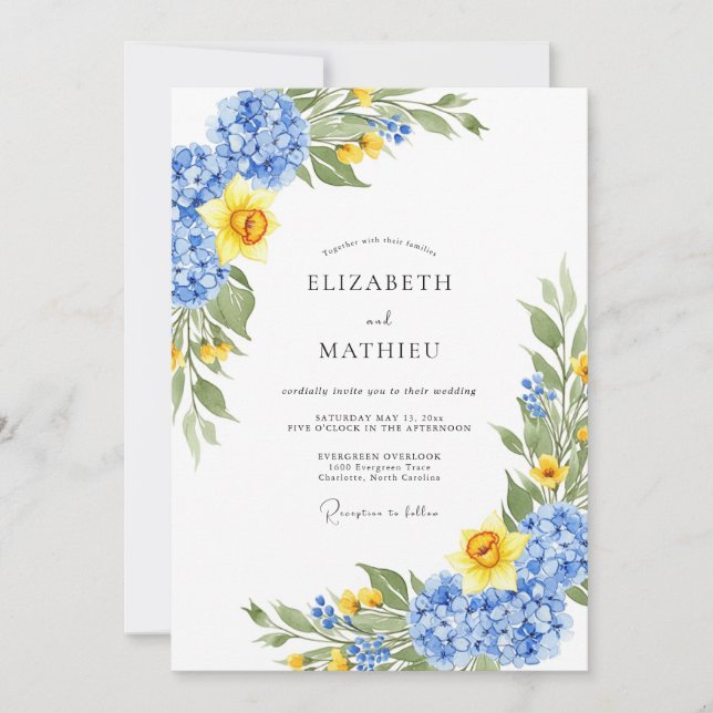 Convite Daffodil Yellow Refreshing Spring Wedding (Frente)
